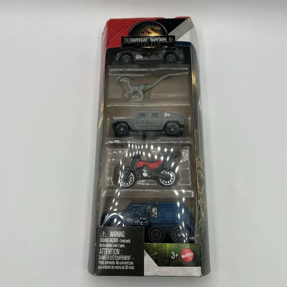 Matchbox Jurassic World Rebirth 5-Pack Diecast Cars Velociraptor JGL60 NIB New